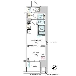 Brilliaist大井町 1DKの間取図画像