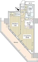 ユニゾンタワー東中野 1LDKの間取図画像