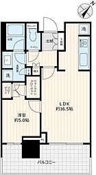 パークタワー勝どきミッド 1LDKの間取図画像