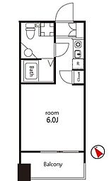 クレジデンス神谷町 ワンルームの間取図画像