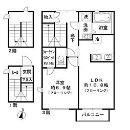 メゾン・ドゥ・ベージュ・エ・グリーズ 1LDKの間取図画像