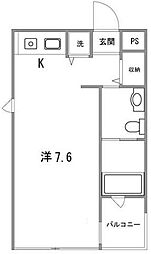 クインズビル ワンルームの間取図画像