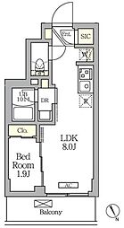 クラリティア馬込 1LDKの間取図画像