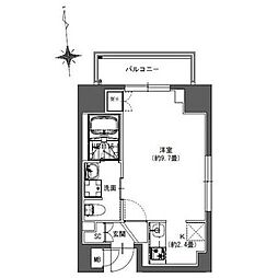 ラドゥセール東神田 ワンルームの間取図画像