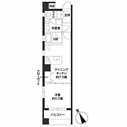 カスタリア新富町4 1DKの間取図画像
