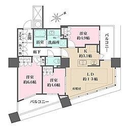 ザ・パークハウス西新宿タワー60 3LDKの間取図画像