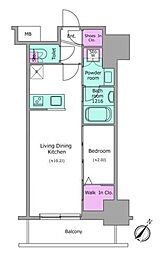 アーバネックス日本橋茅場町 1LDKの間取図画像