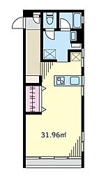 サードリハイツ本館 ワンルームの間取図画像