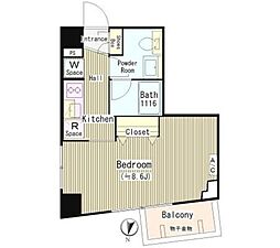 SoLani目黒不動前 1Kの間取図画像