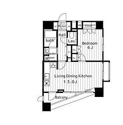 ファーストリアルタワー新宿 1LDKの間取図画像