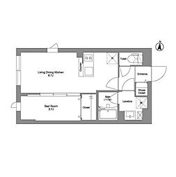 タスキ リシェス 池上 1LDKの間取図画像