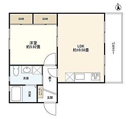 市ヶ谷加賀町アパートG棟 1LDKの間取図画像