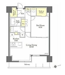 びゅうリエットグラン新宿戸山 1LDKの間取図画像