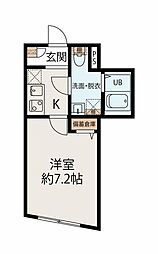 目黒エッジ 1Kの間取図画像