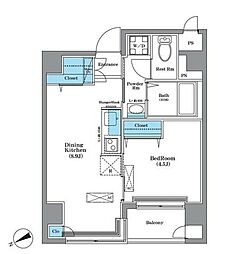 Urbanex八丁堀 1LDKの間取図画像
