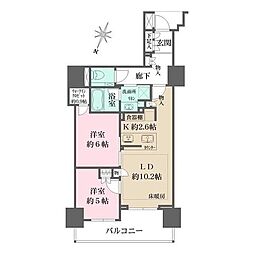 ザ・パークハウス市ヶ谷 2LDKの間取図画像
