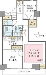 Brilliaist東雲キャナルコート 1SLDKの間取図画像