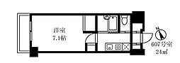 アーツ芝浦 1Kの間取図画像