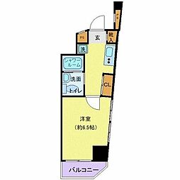 スカイコート新宿曙橋 1Kの間取図画像