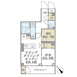 ラペルラ目黒東山2 1SLDKの間取図画像