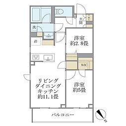 ラペルラ目黒東山2 2LDKの間取図画像