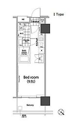 パークハビオ赤坂タワー ワンルームの間取図画像