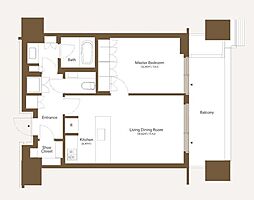 麻布台ヒルズ レジデンスB 1LDKの間取図画像