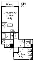 シュロス武蔵小山 1LDKの間取図画像