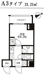 レジディア東品川 1Kの間取図画像