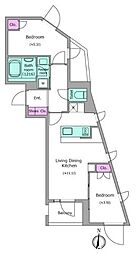 リヴ アン フルール 2LDKの間取図画像