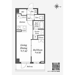 AlphaPrime東陽町 1LDKの間取図画像