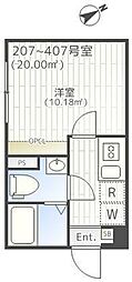 ザパークエクシア大崎 1Kの間取図画像