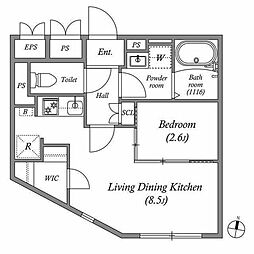 ルオーレ千鳥町 1LDKの間取図画像