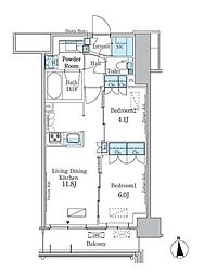 パークアクシス新宿百人町 2LDKの間取図画像