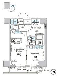 PARKAXIS入谷 2LDKの間取図画像