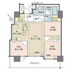 ザ・パークハウス戸越公園タワー 3LDKの間取図画像