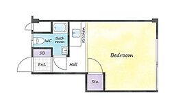 シャンブル市ヶ谷 ワンルームの間取図画像