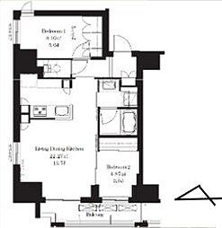 フレンシア御徒町 2LDKの間取図画像