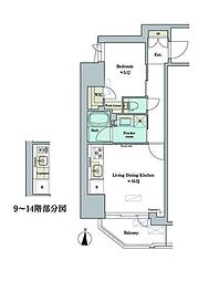 ブリリアイスト錦糸公園 1LDKの間取図画像