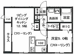 渋谷区上原2丁目マンション 1LDKの間取図画像