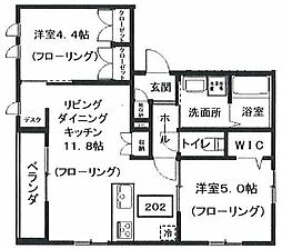 渋谷区上原2丁目マンション 2LDKの間取図画像
