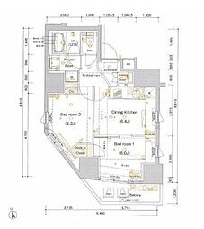 アルテシモアルド 2DKの間取図画像