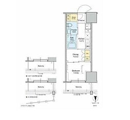 プラウドフラット四谷三丁目 1DKの間取図画像