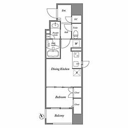 コスモグラシア池田山 1DKの間取図画像