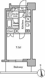 レジディア三軒茶屋 1Kの間取図画像
