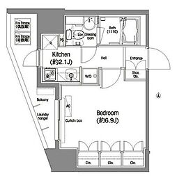コンフォリア西蒲田 1Kの間取図画像