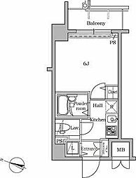 レジディア広尾2 1Kの間取図画像