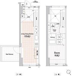 プレミアムキューブ元代々木 1LDKの間取図画像