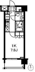 芝ウエスト 1Kの間取図画像
