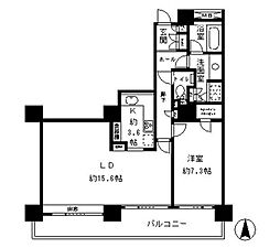 リバーポイントタワー 1LDKの間取図画像